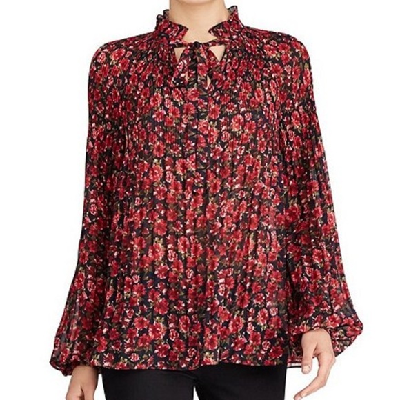 Lauren Ralph Lauren Tops - LAUREN (Ralph Lauren) Floral Pleated Ruffle Blouse